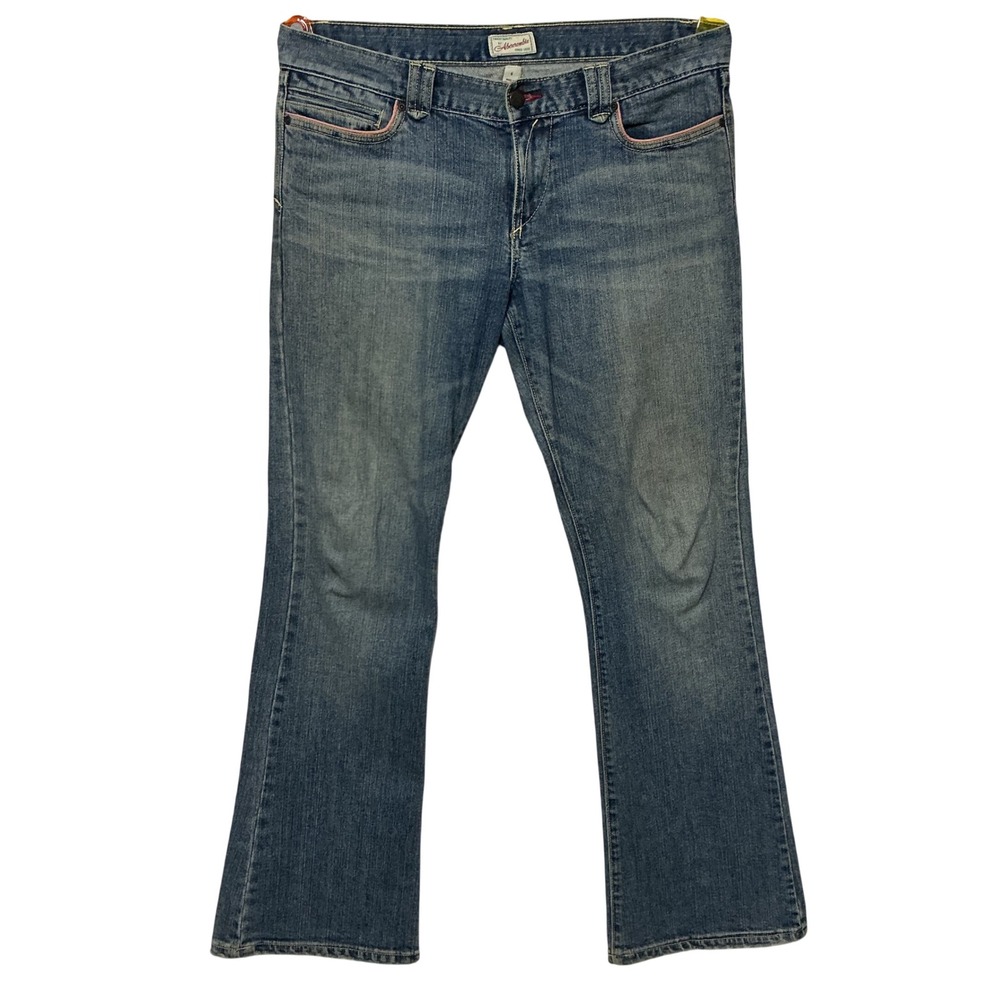 Vintage Abercrombie & Fitch Flare Jeans Women 6 Blue Pink Trim Low‎